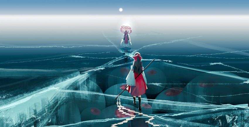 hakurei reimu and yakumo yukari (touhou) drawn by huang_gua