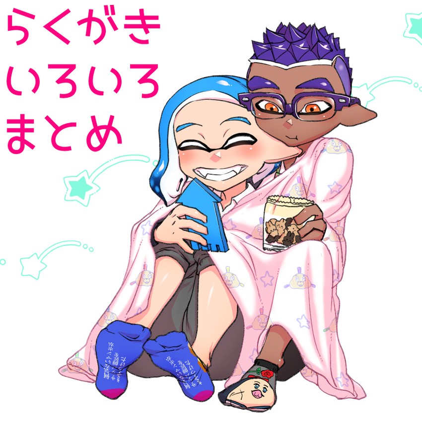 inkling player character, inkling boy, senpai, and kouhai (splatoon) drawn by souzaipan