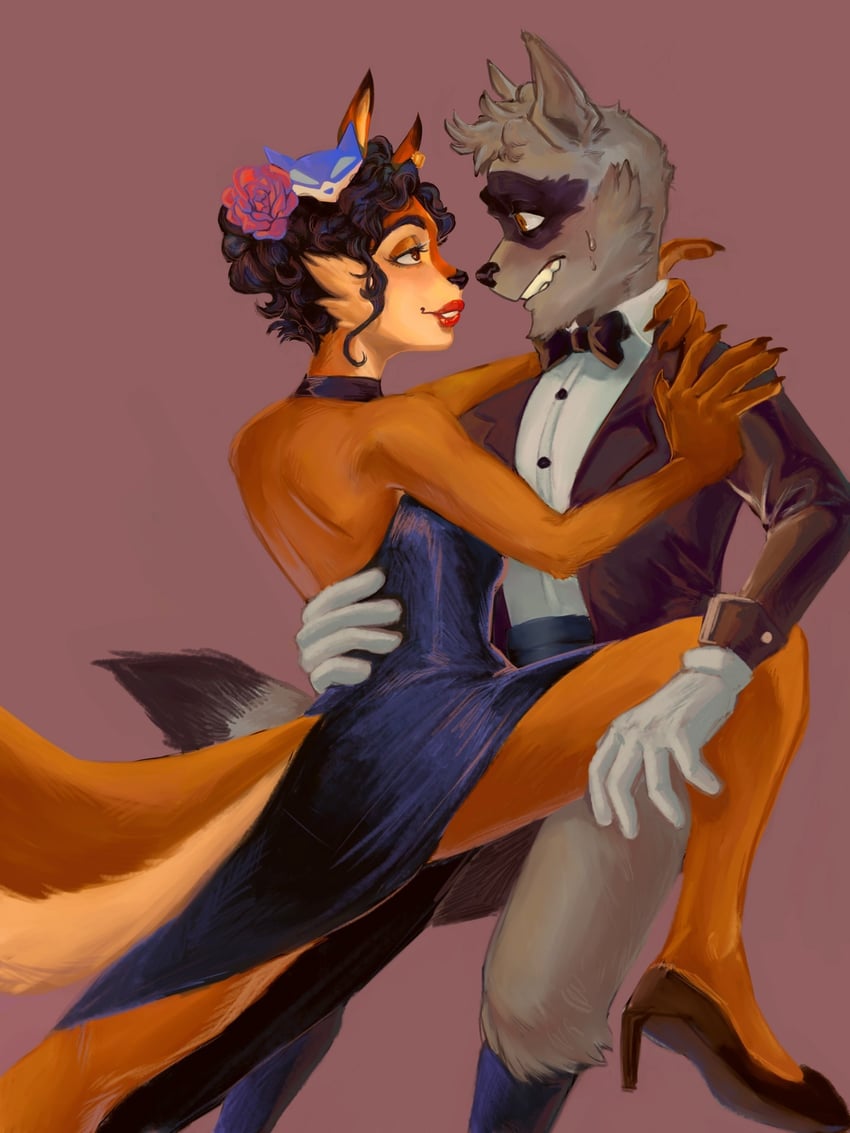 sly cooper and carmelita fox (sly cooper) drawn by katiewilliams