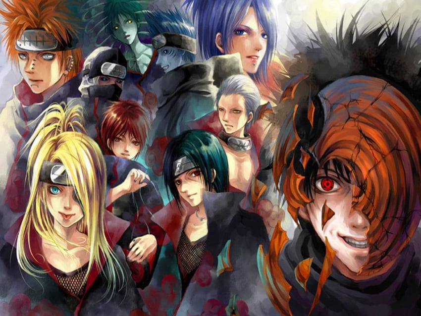 uchiha itachi, uchiha obito, deidara, konan, sasori, and 7 more (naruto and 1 more) drawn by suks