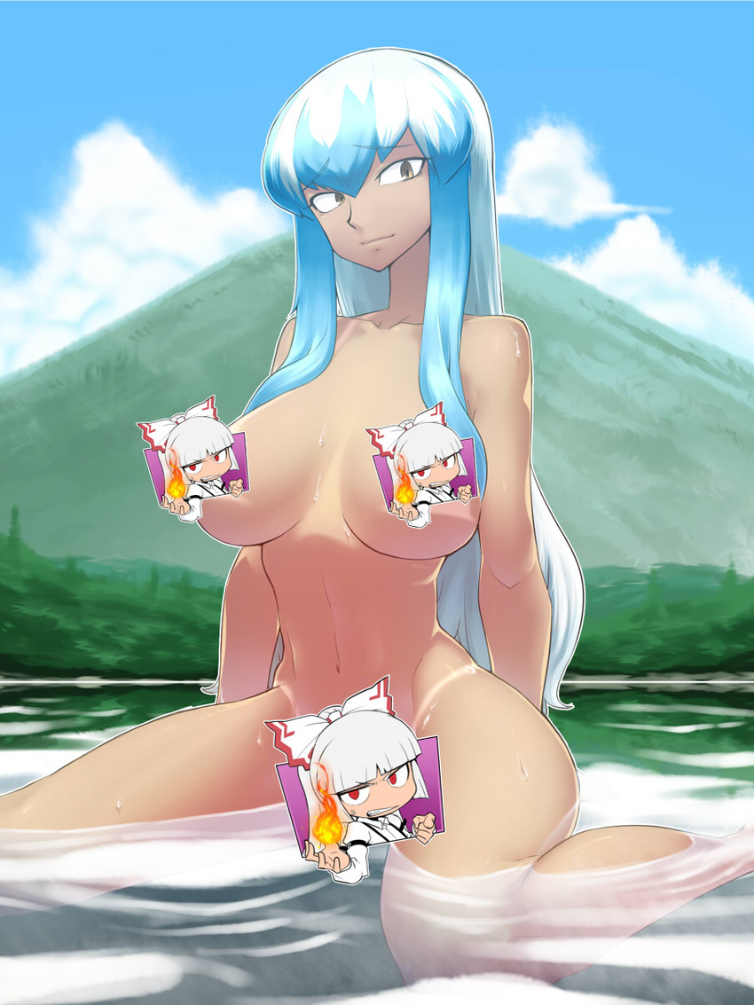 fujiwara no mokou and kamishirasawa keine (touhou) drawn by spacezin