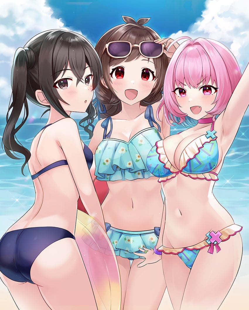yumemi riamu, sunazuka akira, and tsujino akari (idolmaster and 2 more) drawn by sakura_ran