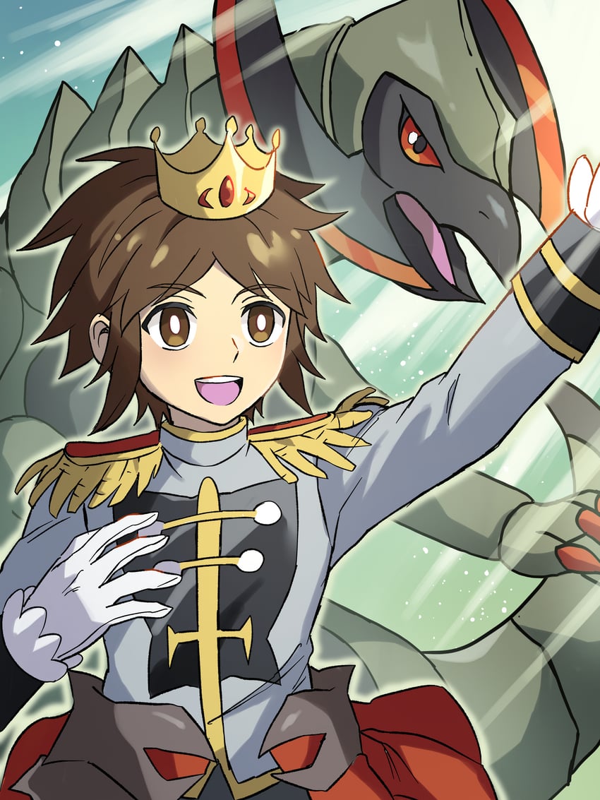 haxorus and nate (pokemon and 1 more) drawn by doe_(doe69109327)