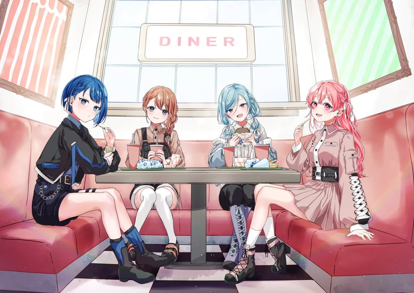 hanasato minori, kiritani haruka, momoi airi, and hinomori shizuku (project sekai) drawn by sabata_han