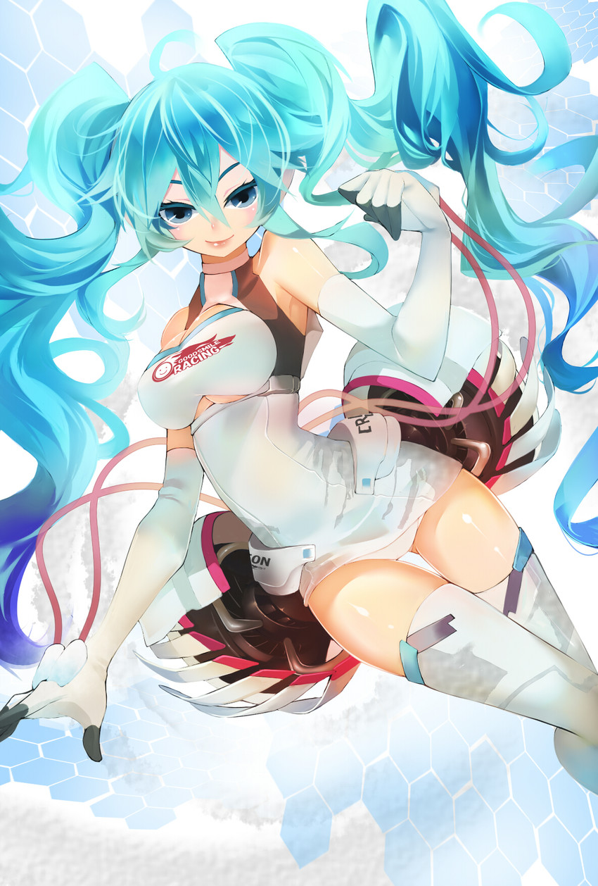 hatsune miku and racing miku (vocaloid and 2 more) drawn by rahato