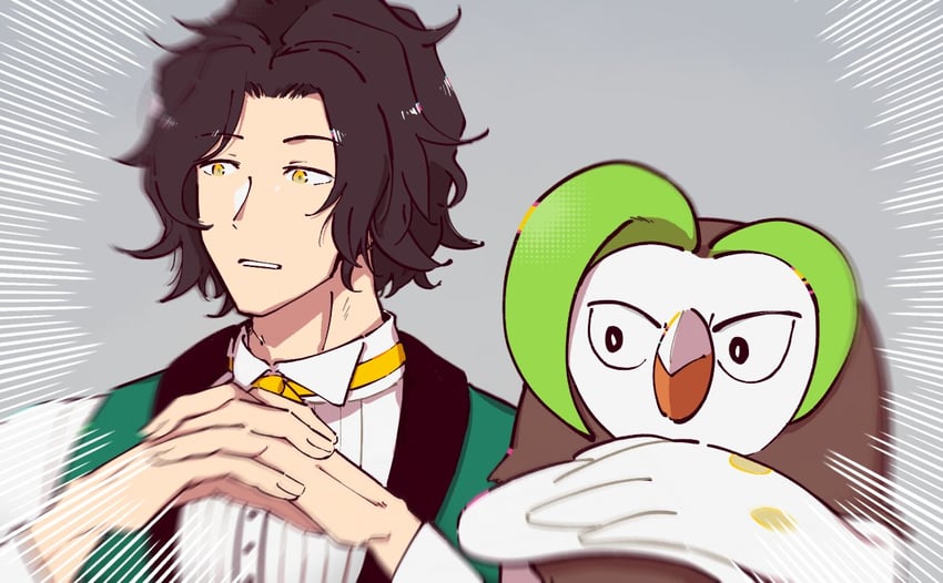 dartrix and louis (pokemon and 2 more) drawn by eifilet