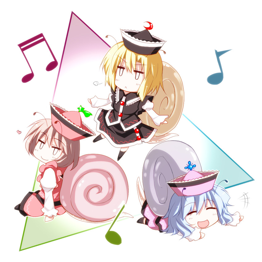 lunasa prismriver, lyrica prismriver, and merlin prismriver (touhou) drawn by kazetto