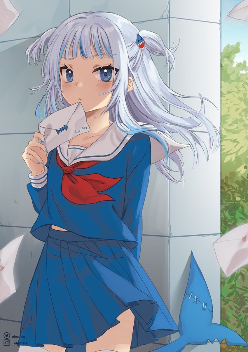 gawr gura (hololive and 1 more) drawn by ten-chan_(eternal_s)