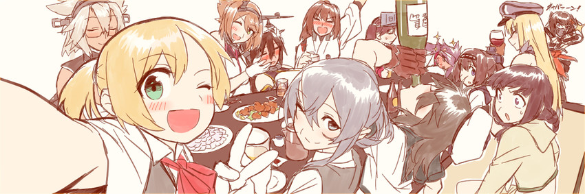 nagato, ryuujou, kitakami, mutsu, musashi, and 10 more (kantai collection) drawn by blew_andwhite
