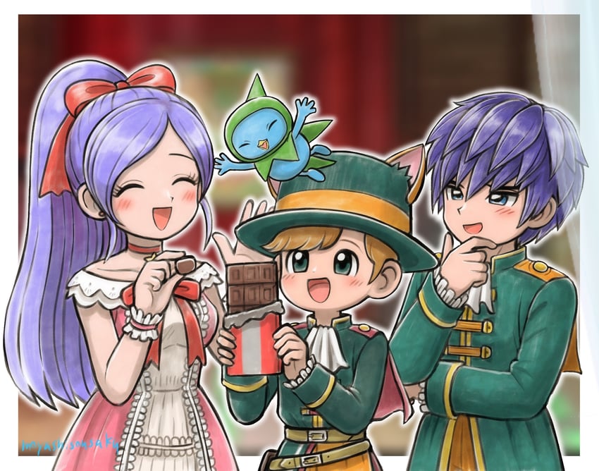 hero, mereade, quad, and kyururu (dragon quest and 1 more) drawn by moyapippi