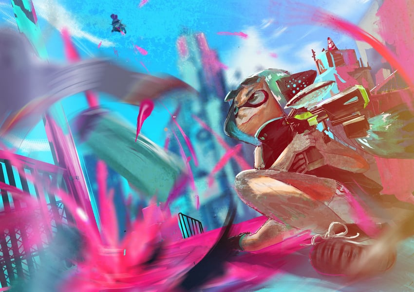 inkling player character, inkling girl, inkling boy, and agent 3 (splatoon) drawn by syo5