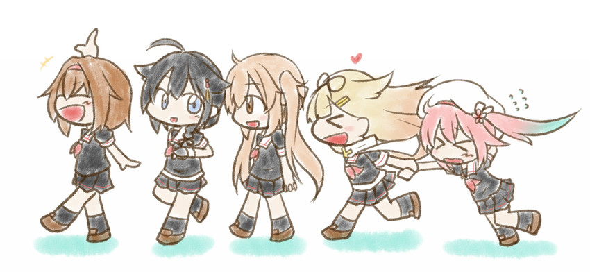 shigure, yuudachi, shigure kai ni, yuudachi kai ni, murasame, and 2 more (kantai collection) drawn by 5k_hanasaki