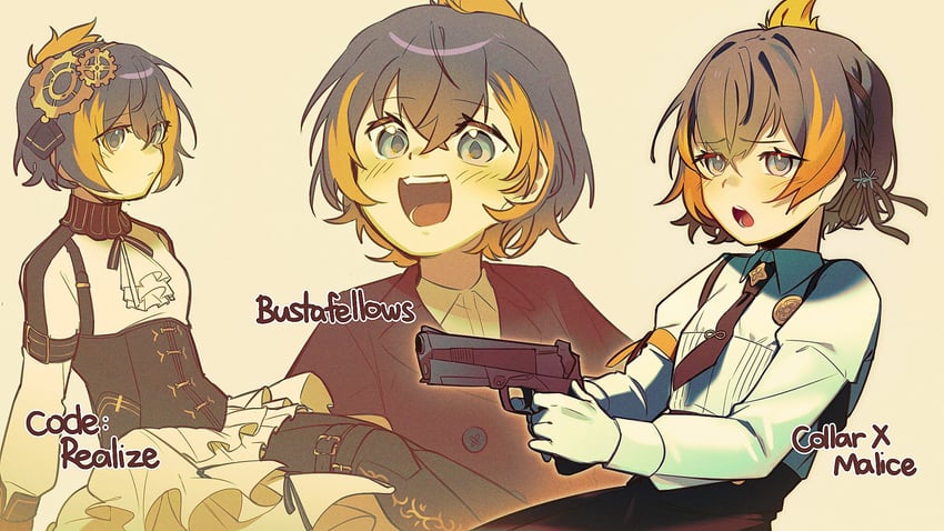petra gurin, hoshino ichika, teuta, and cardia beckford (nijisanji and 4 more) drawn by mini/