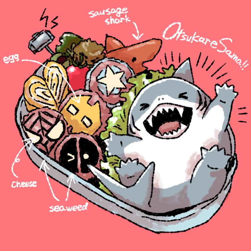 deadpool, spider-man, iron man, and jeff the land shark (marvel) drawn by cani