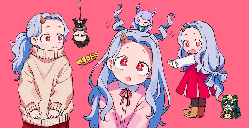 asui tsuyu, hado nejire, aizawa shota, and eri (boku no hero academia) drawn by mommorua