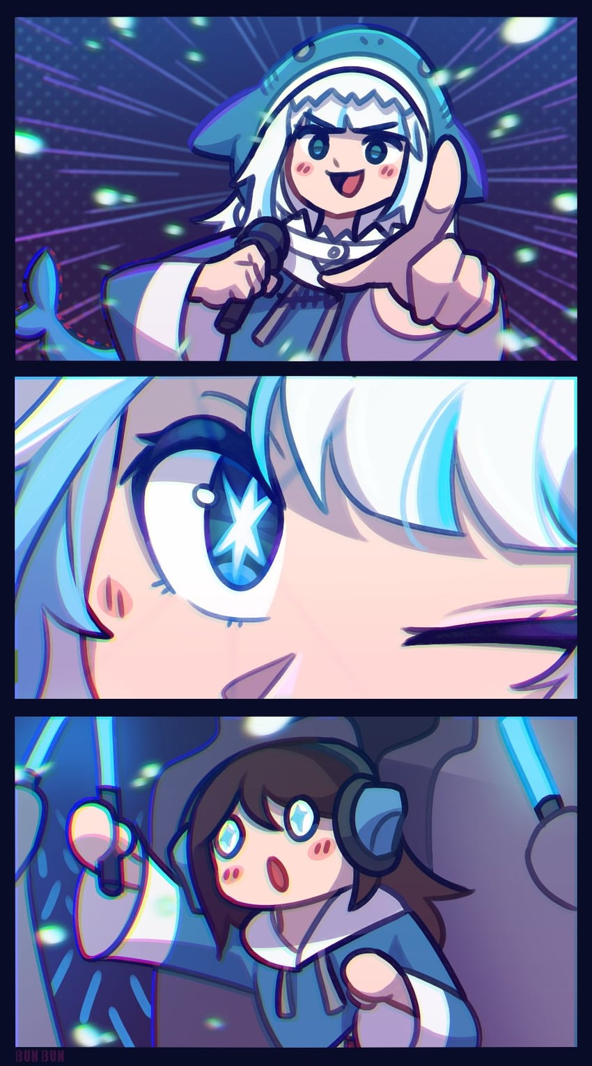 gawr gura (hololive and 2 more) drawn by bunbbun