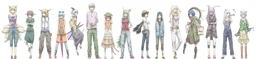 konpaku youmu, cirno, yakumo yukari, shameimaru aya, reisen udongein inaba, and 11 more (touhou) drawn by arabahama