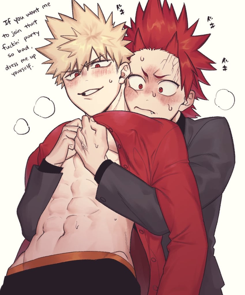 bakugou katsuki and kirishima eijiro (boku no hero academia) drawn by babyseven_77