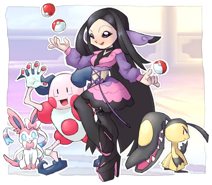 sylveon, mawile, mr. mime, and valerie (pokemon and 1 more) drawn by nark