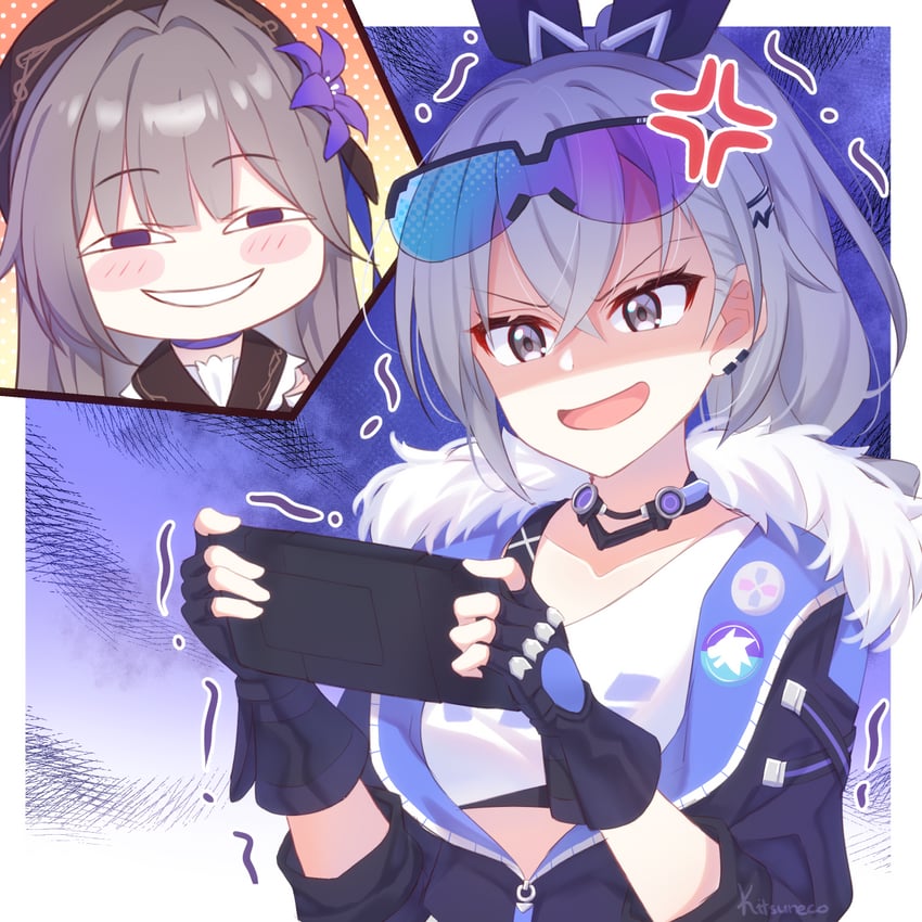 silver wolf and herta (honkai and 1 more) drawn by kitsuneco