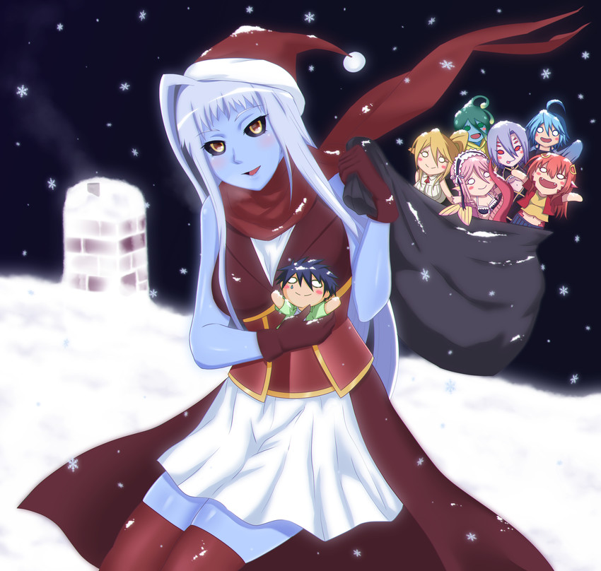 miia, papi, rachnera arachnera, centorea shianus, suu, and 3 more (monster musume no iru nichijou) drawn by green_kaminari