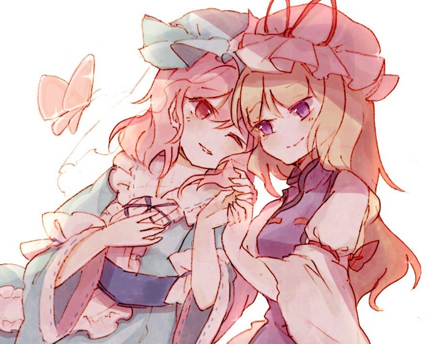 yakumo yukari and saigyouji yuyuko (touhou) drawn by sorani_(kaeru0768)