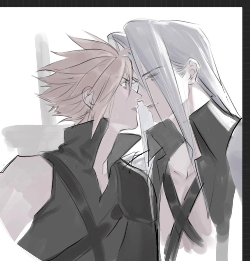 cloud strife and sephiroth (final fantasy and 1 more) drawn by senkawaakatsuki