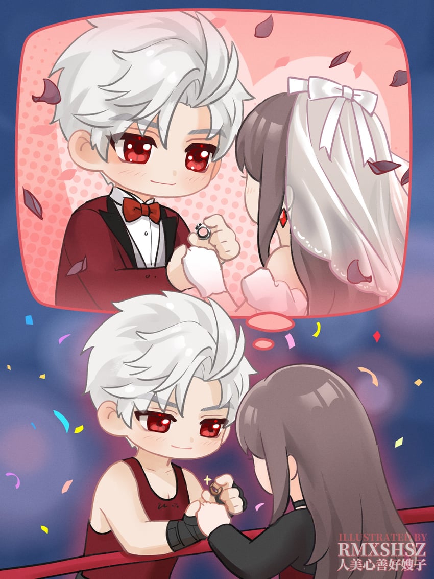protagonist and sylus (love and deepspace) drawn by ren_mei_xin_shan_hao_saozi
