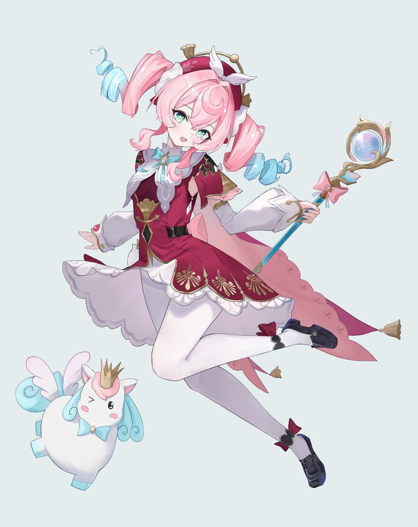 hyacine and little ica (honkai and 1 more) drawn by zo_(nphm3333)