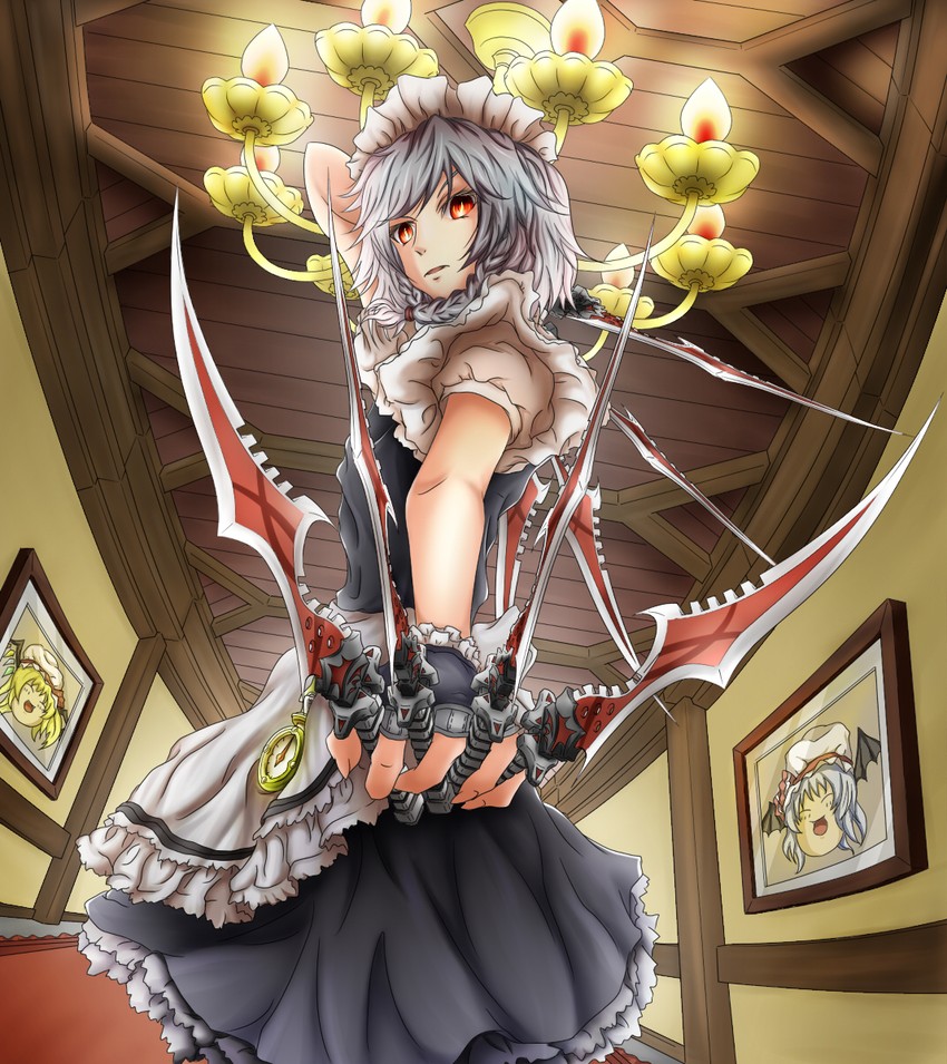 remilia scarlet, flandre scarlet, and izayoi sakuya (touhou) drawn by inushi