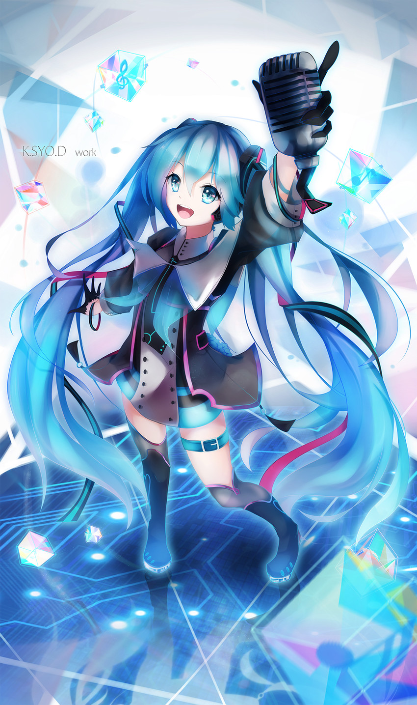 hatsune miku and magical mirai miku (vocaloid and 1 more) drawn by asahi_kuroi