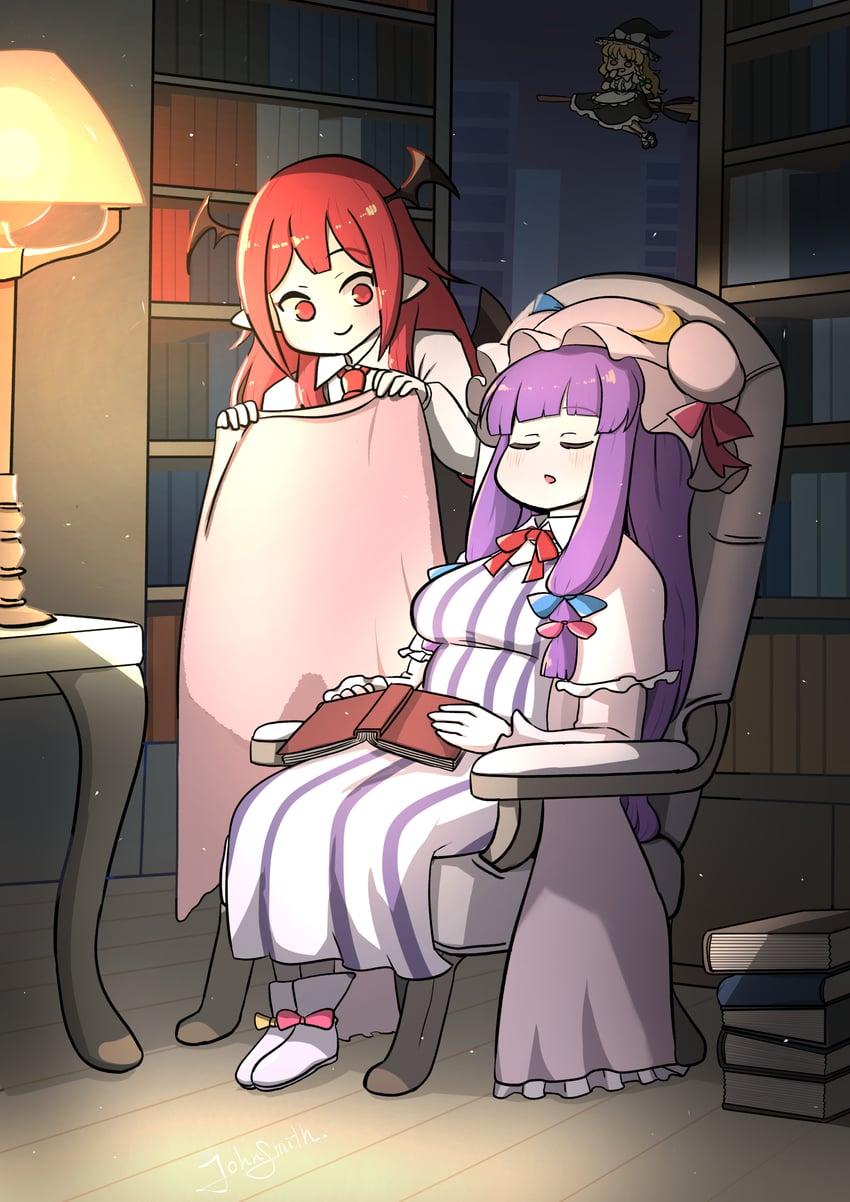 kirisame marisa, patchouli knowledge, and koakuma (touhou) drawn by john_(a2556349)