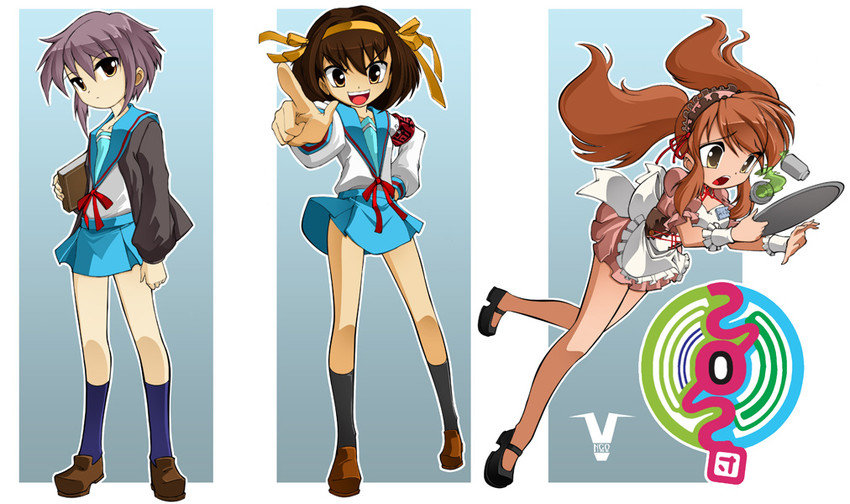 suzumiya haruhi, nagato yuki, and asahina mikuru (suzumiya haruhi no yuuutsu) drawn by bleedman