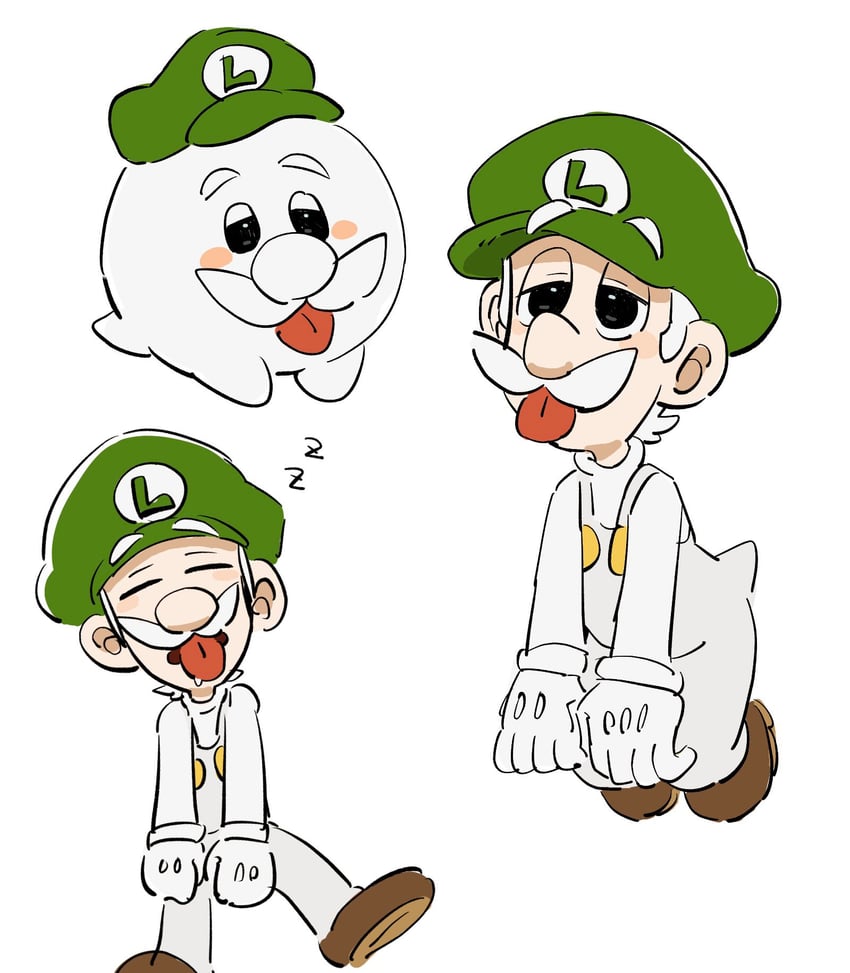 luigi, boo, and boo luigi (mario and 1 more) drawn by mimimi_(mimimim9999)