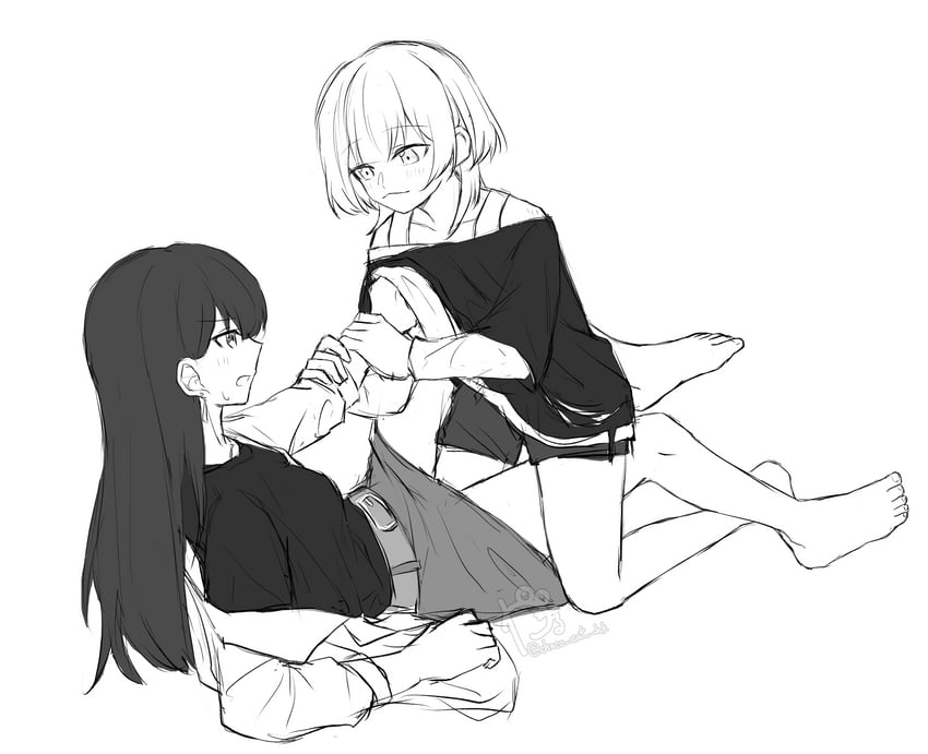 shiina taki and kaname raana (bang dream! and 1 more) drawn by kaeru_(kaeee41917105)