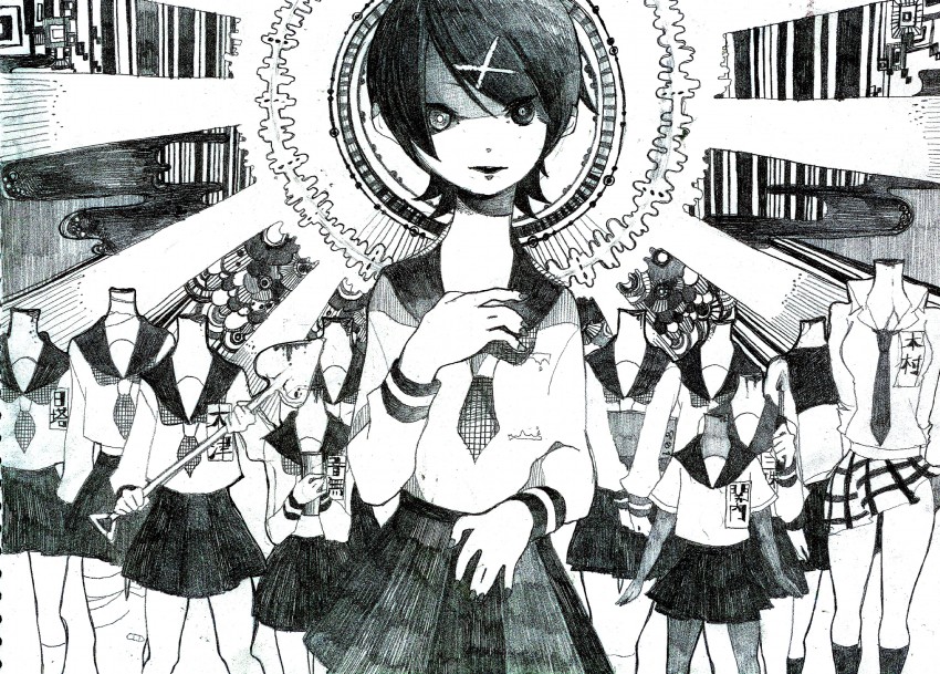 fuura kafuka, kitsu chiri, kobushi abiru, hitou nami, fujiyoshi harumi, and 6 more (sayonara zetsubou sensei) drawn by chinamo