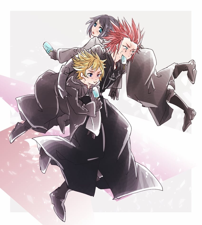 roxas, xion, and axel (kingdom hearts and 1 more) drawn by 1001593
