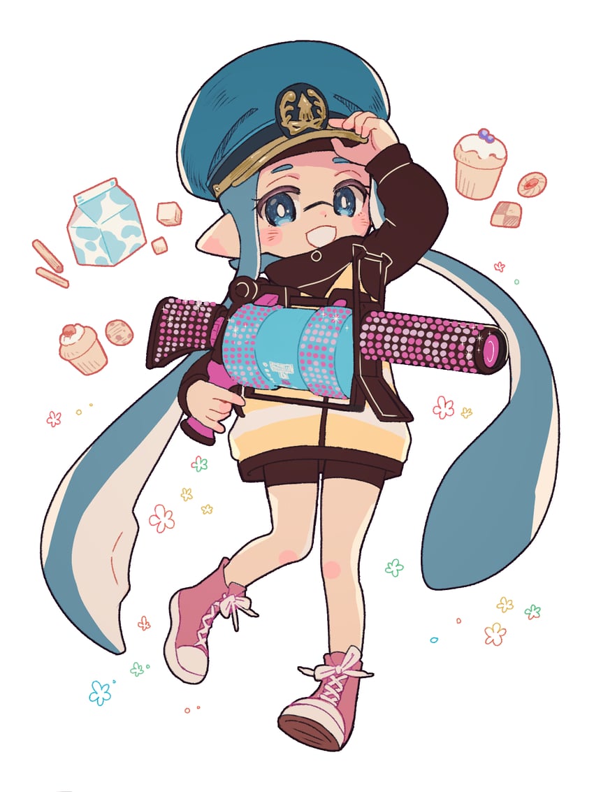 inkling player character and inkling girl (splatoon) drawn by rechain