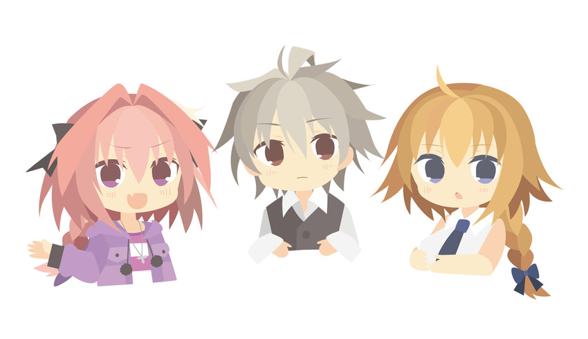 jeanne d'arc, astolfo, and sieg (fate and 1 more) drawn by akafuku_pukoemon