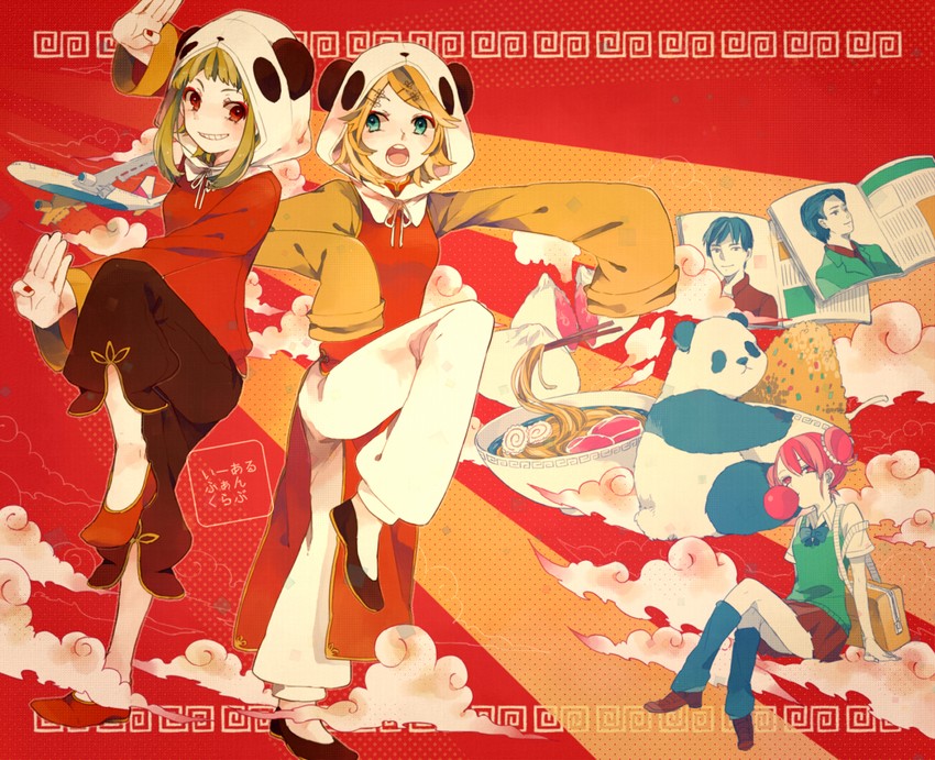 kagamine rin, gumi, and mika-chan (vocaloid and 1 more) drawn by o-ishi