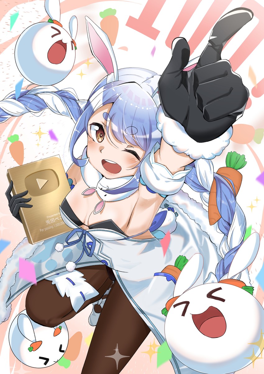 usada pekora, don-chan, and pekomon (hololive) drawn by madai_(mappy)