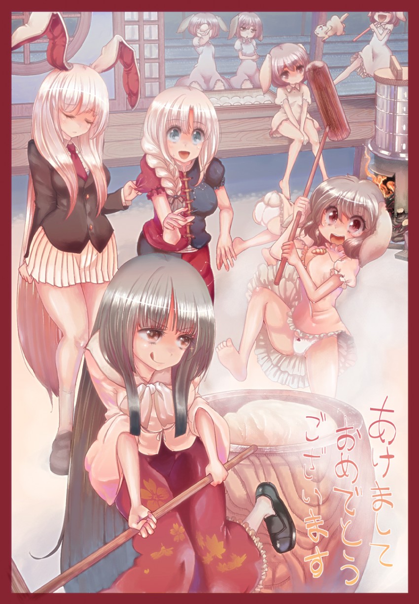reisen udongein inaba, houraisan kaguya, inaba tewi, yagokoro eirin, and inaba mob (touhou) drawn by cream_(nipakupa)