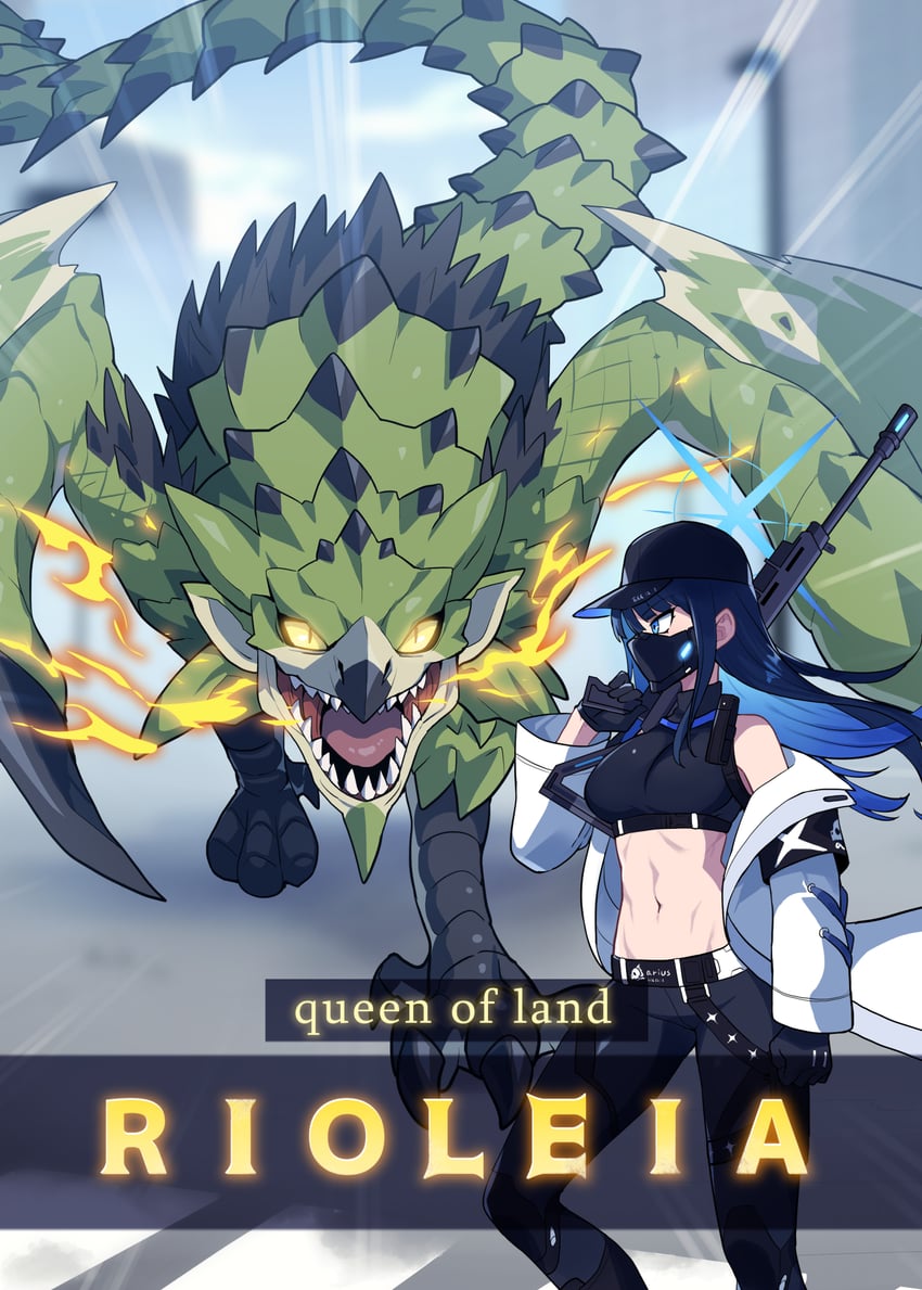 saori and rathian (blue archive and 1 more) drawn by matsumoto_tomoyohi