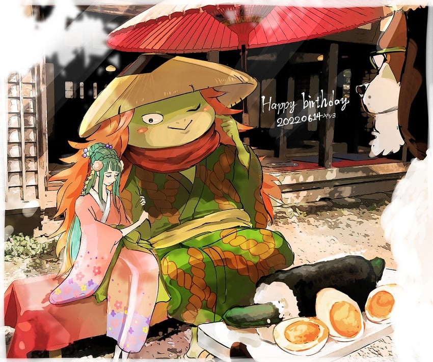 kouzuki hiyori, kawamatsu, and inuarashi (one piece) drawn by harakara12