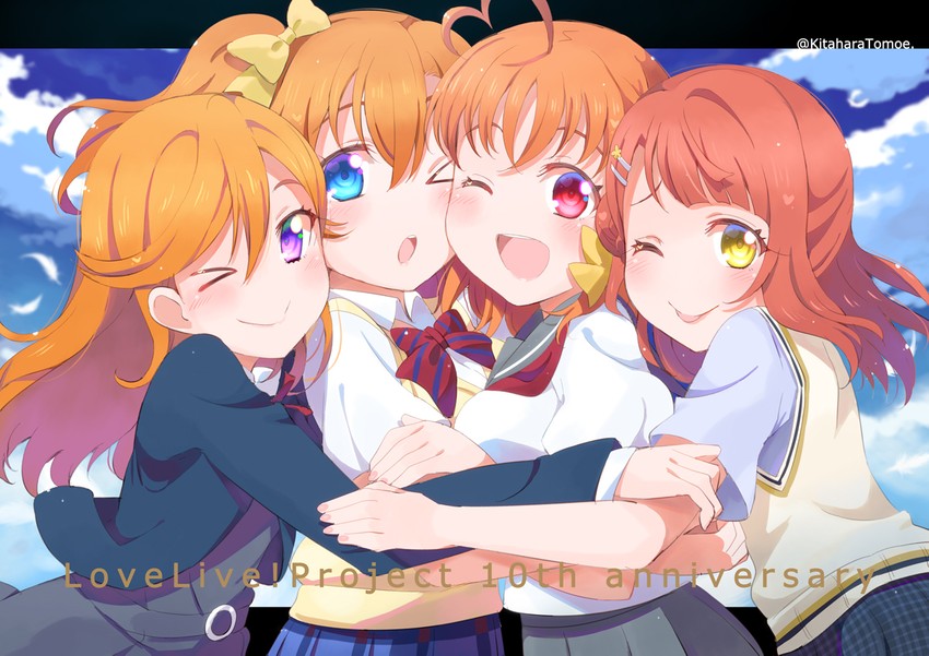 kosaka honoka, takami chika, uehara ayumu, and shibuya kanon (love live! and 5 more) drawn by kitahara_tomoe_(kitahara_koubou)