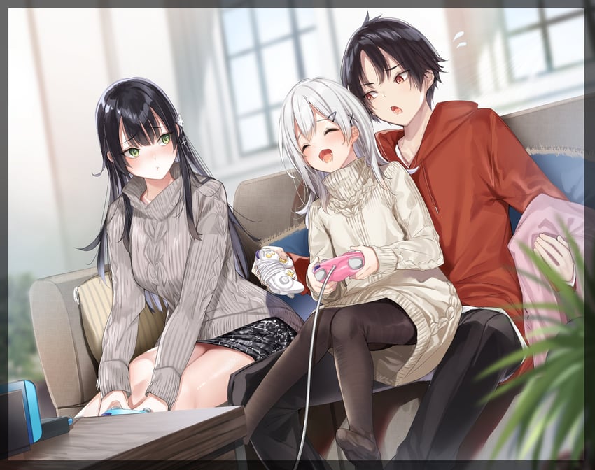 hitotsuba kaede, yoshizumi yuya, and oomichi rika (ryoushin no shakkin) drawn by kakao_(chocolate_land)