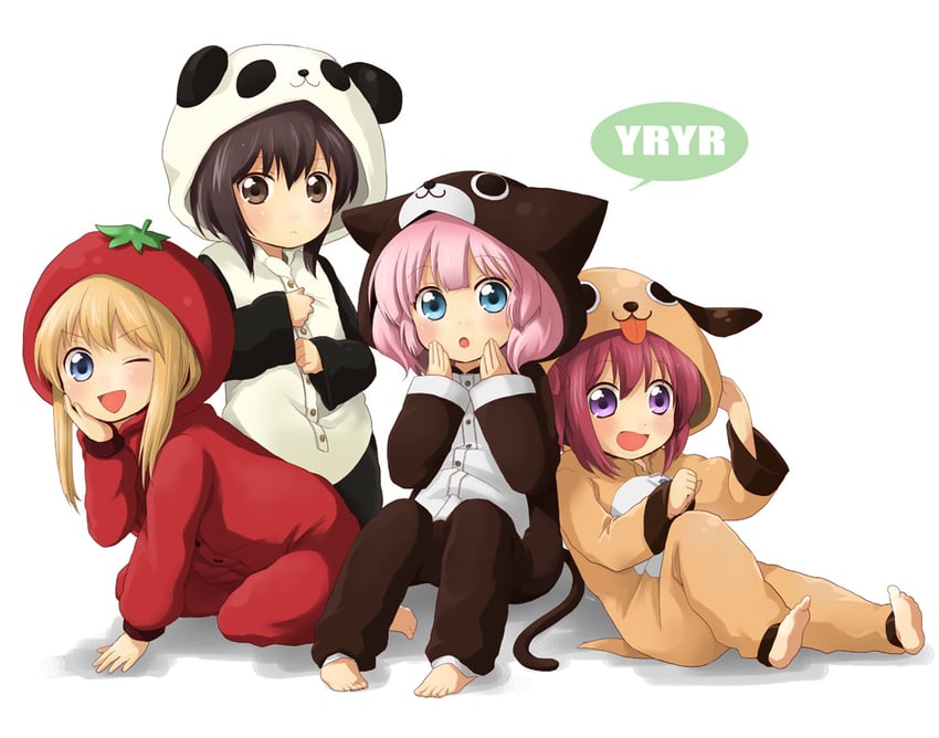 toshinou kyouko, akaza akari, funami yui, and yoshikawa chinatsu (yuruyuri) drawn by manishi_mari