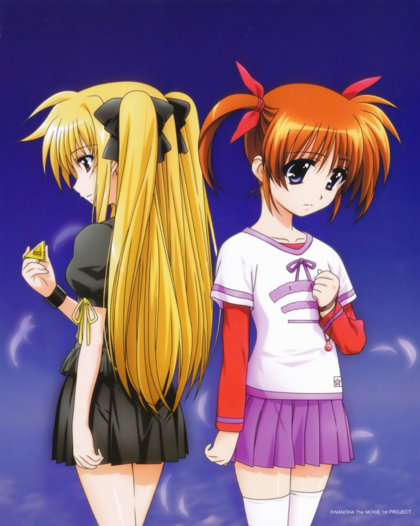 fate testarossa, takamachi nanoha, raising heart, and bardiche (lyrical nanoha and 2 more)