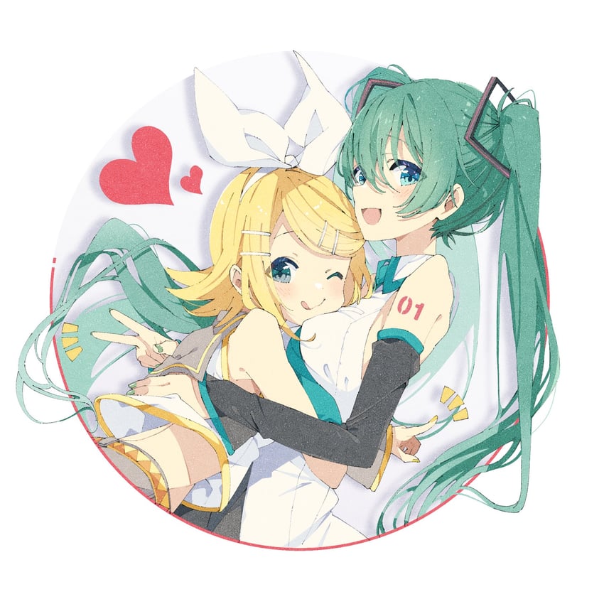 hatsune miku and kagamine rin (vocaloid) drawn by na_ta53