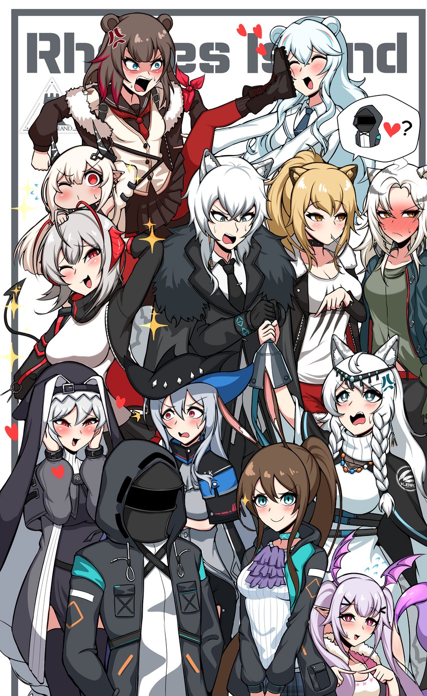 doctor, amiya, skadi, w, mudrock, and 8 more (arknights) drawn by manggapaegtoli